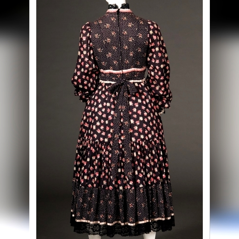 Gunne SAX floral Maxi Dress Prairie Roses Vtg Rare Find Size XS - Picture 10 of 15